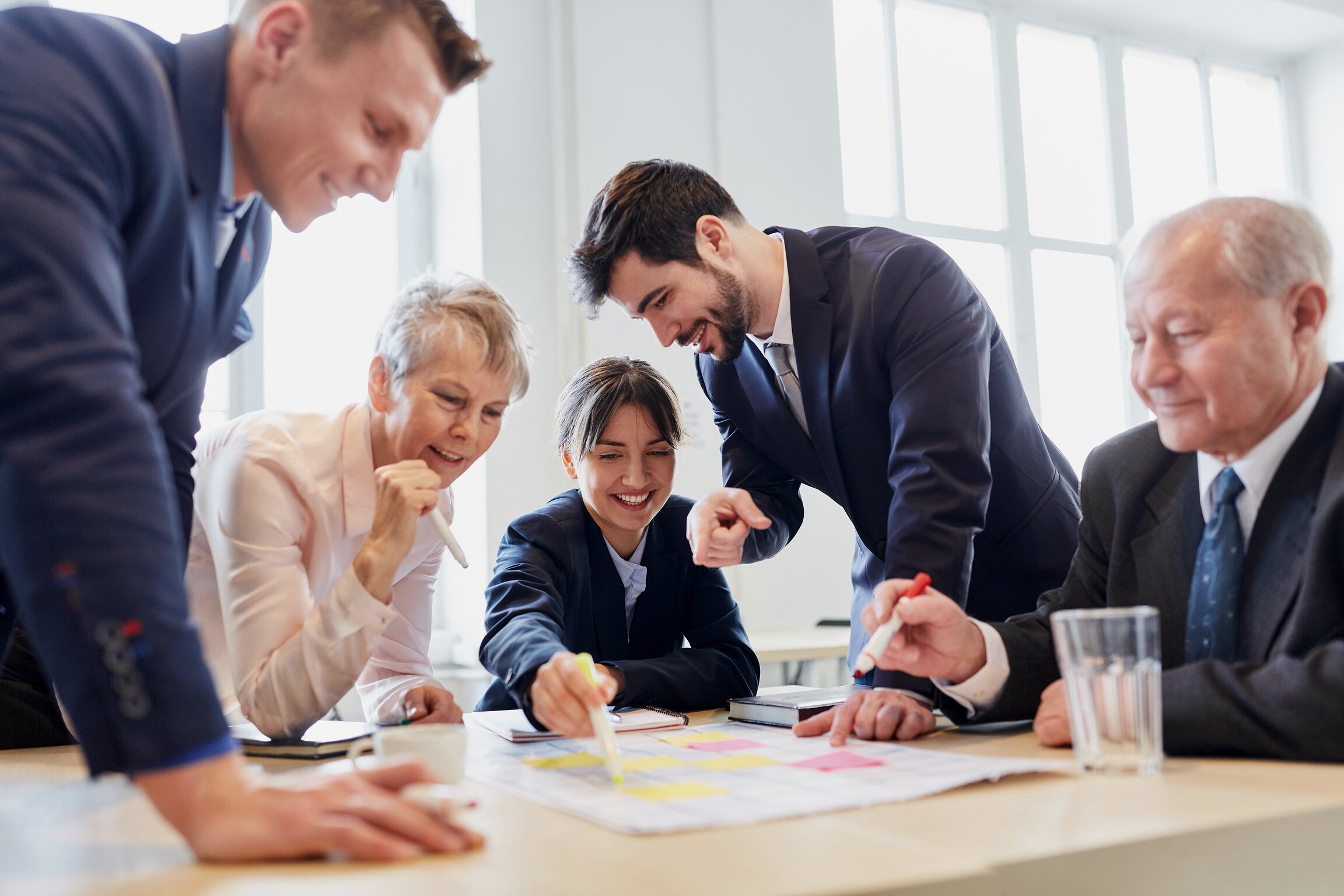 Business People Play Team Building Game